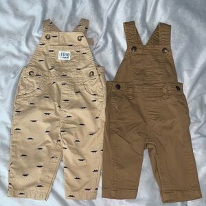 Kids khaki alligator embroidered overalls just one you and camel colored 6 month
